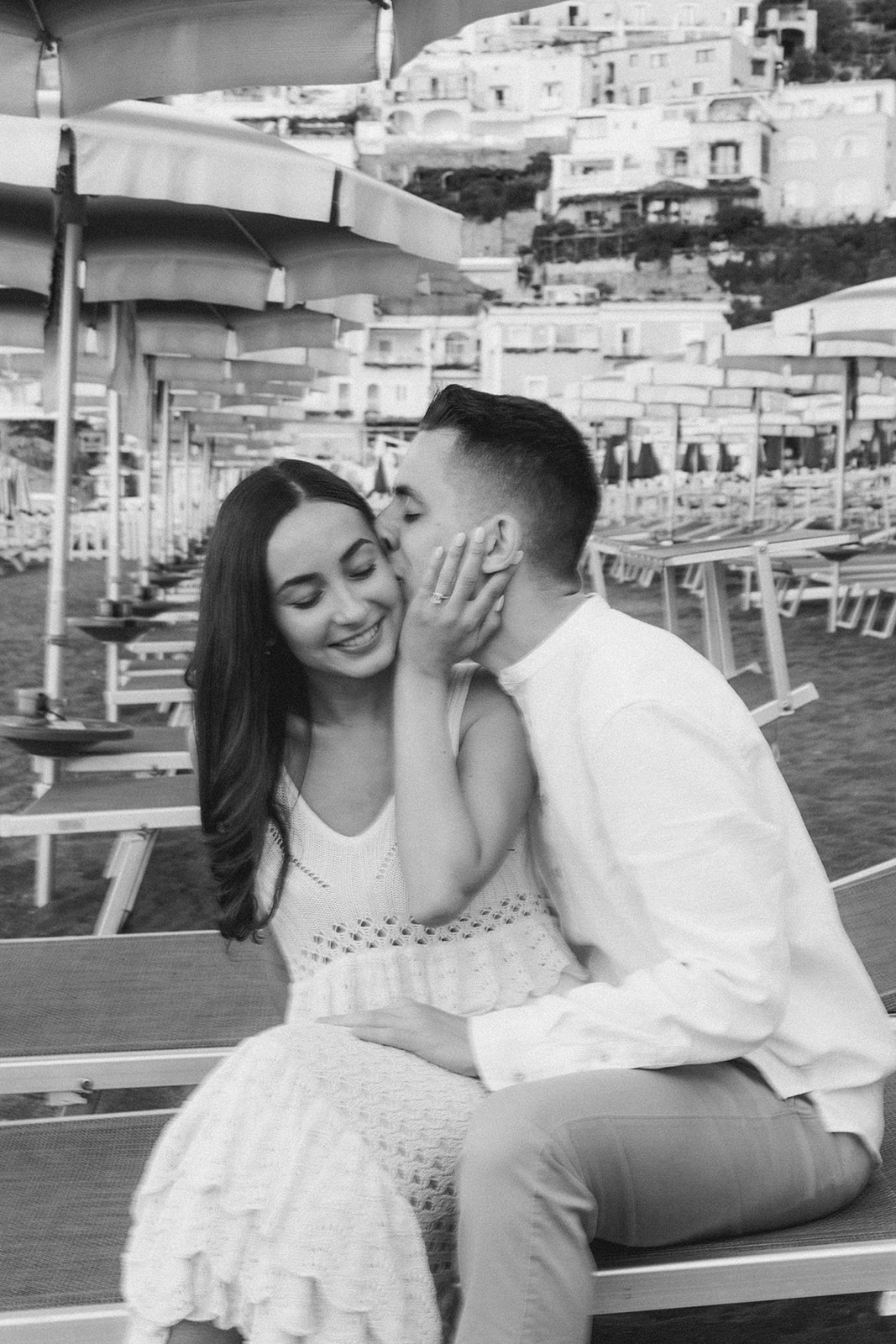 black and white engagement photoshoot in Positano