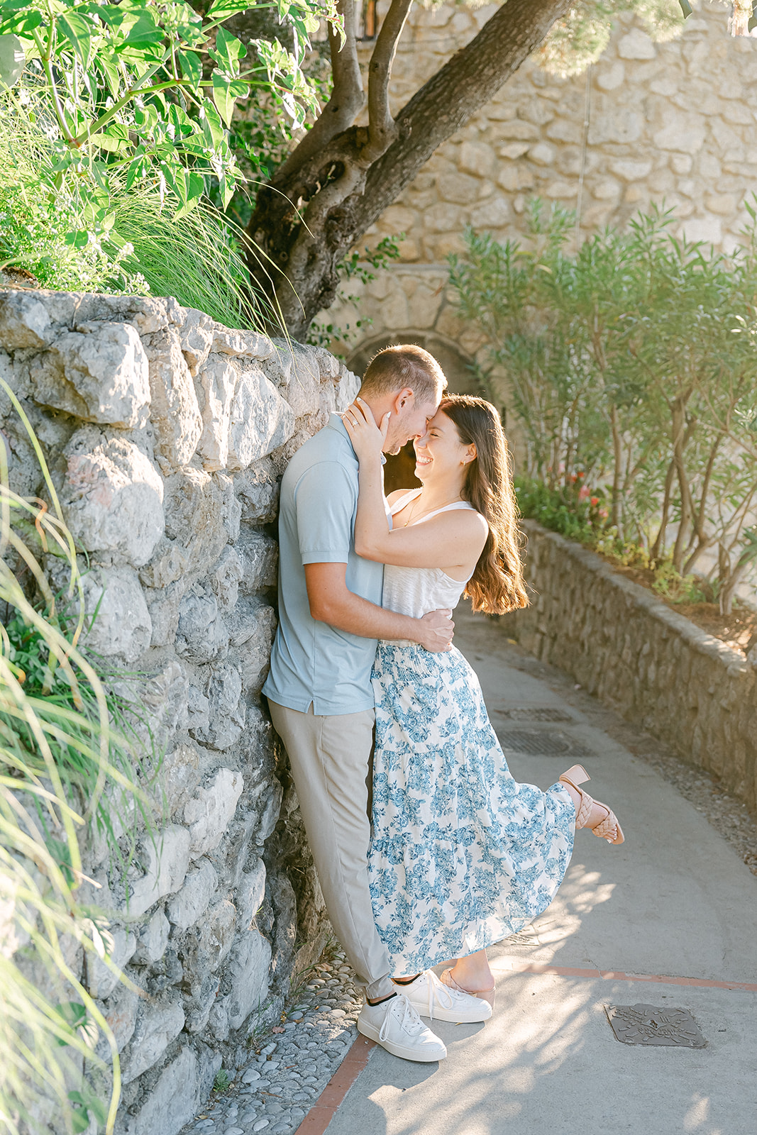 candid engagement photo outdoor in Amalfi coast