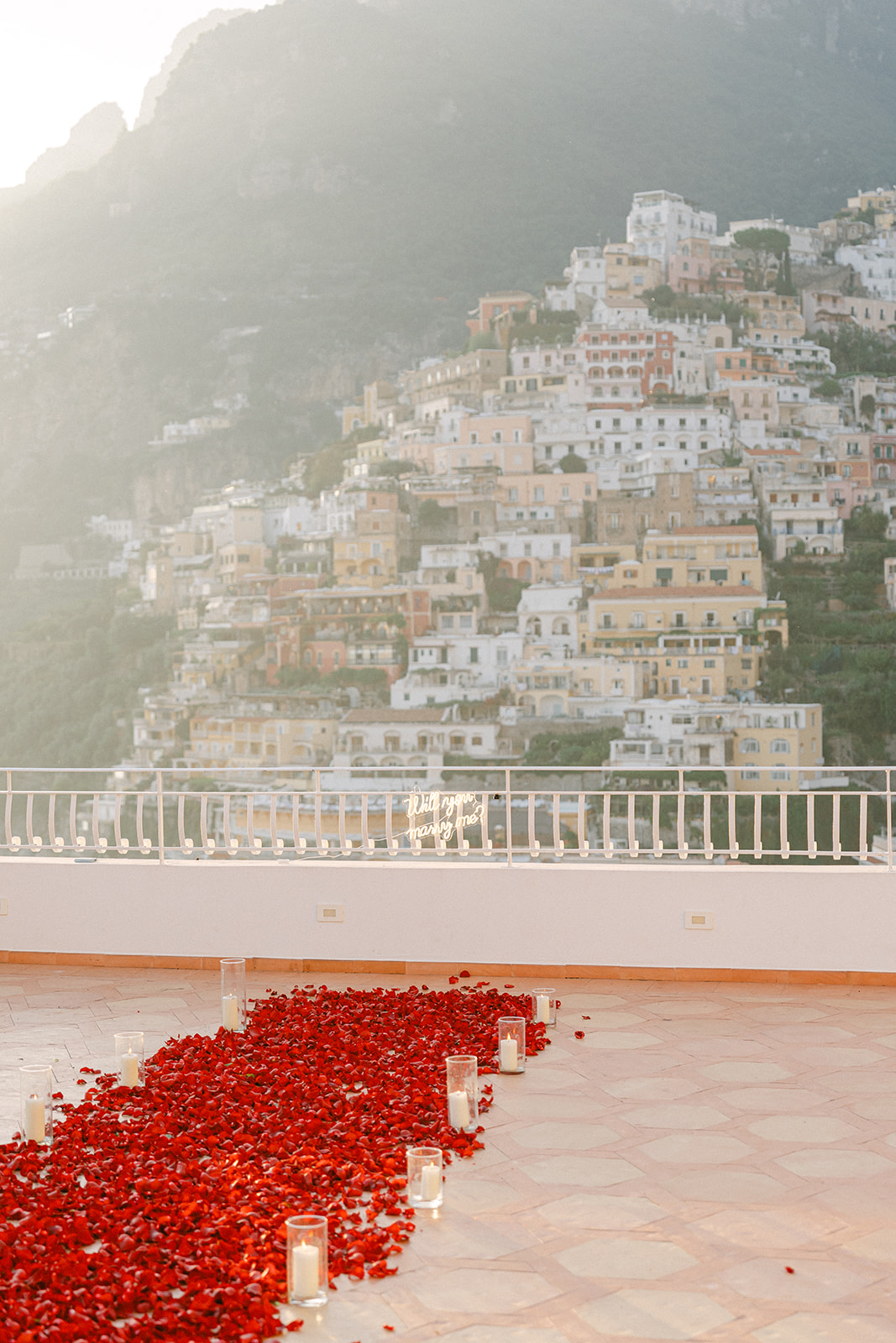 luxury surprise proposal setup ideas in positano