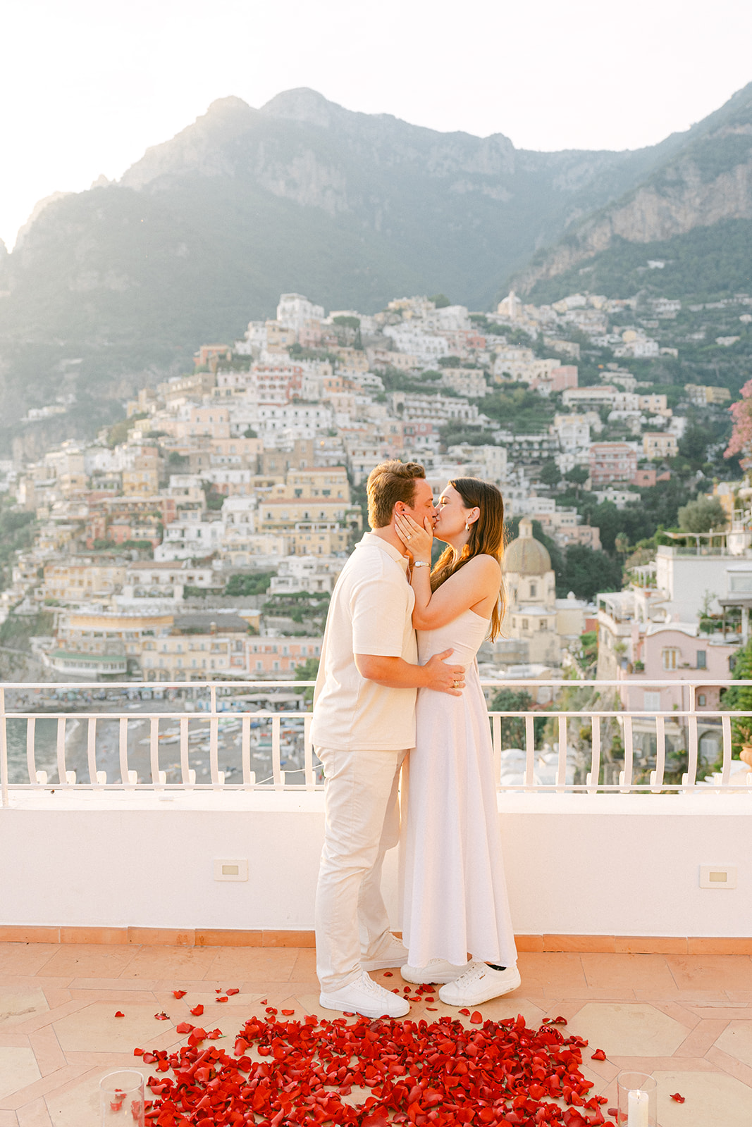 golden hour engagement photo in Positano