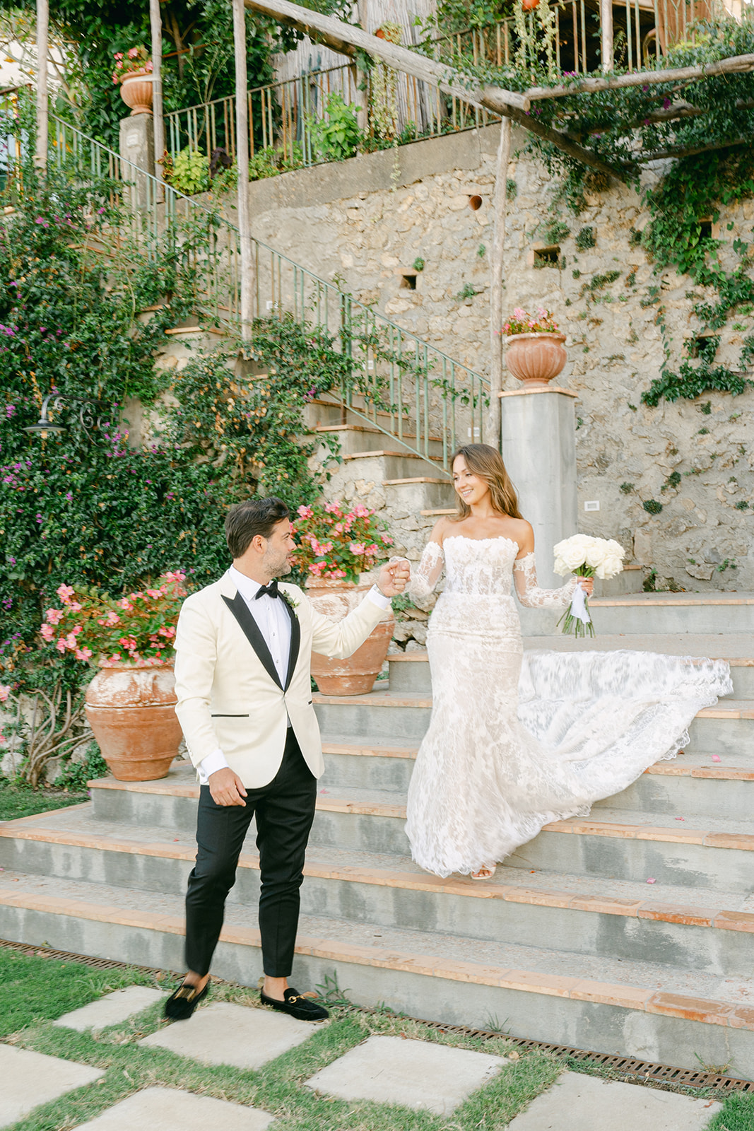 romantic wedding portrait of bride and groom