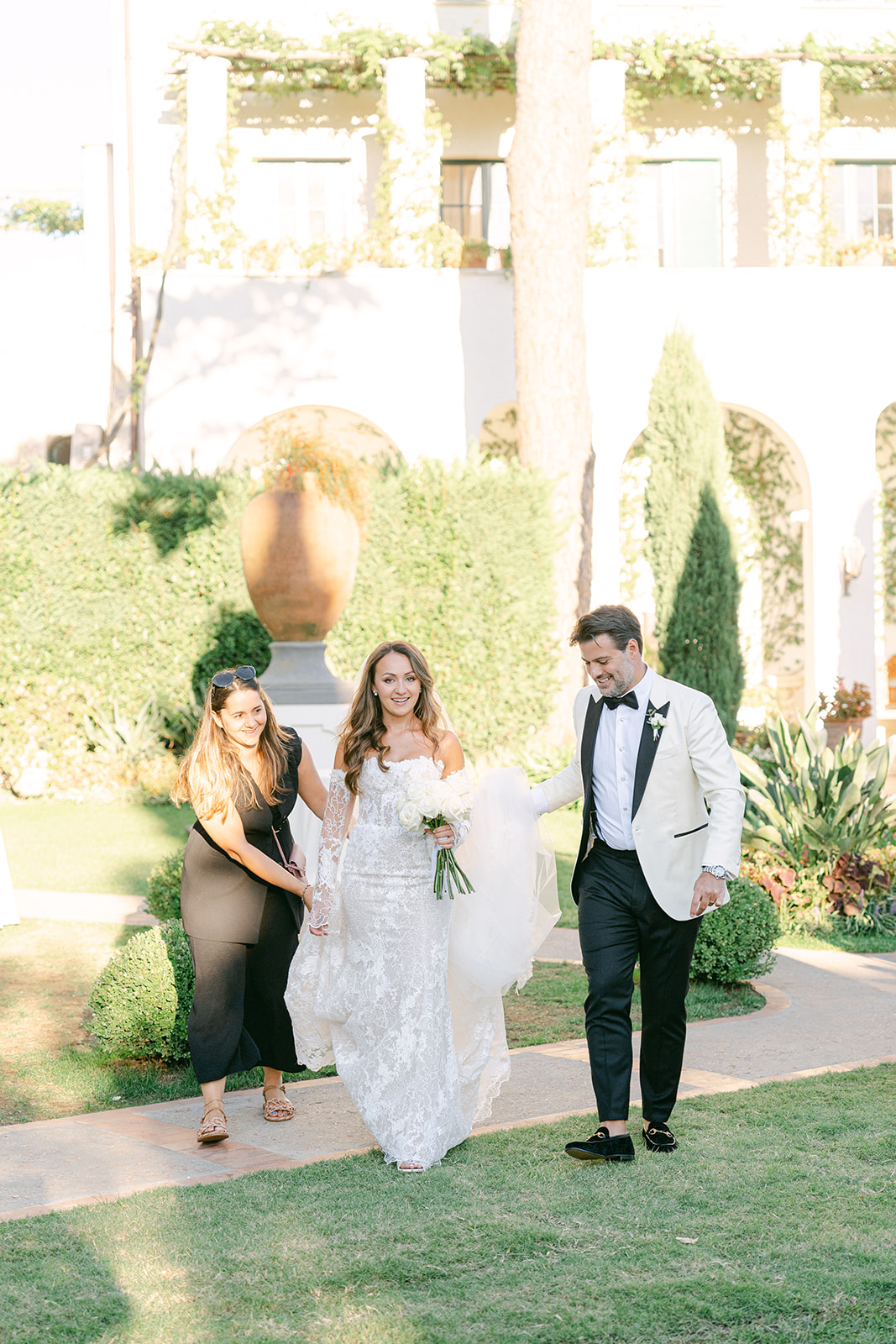 wedding planner helping the bride
