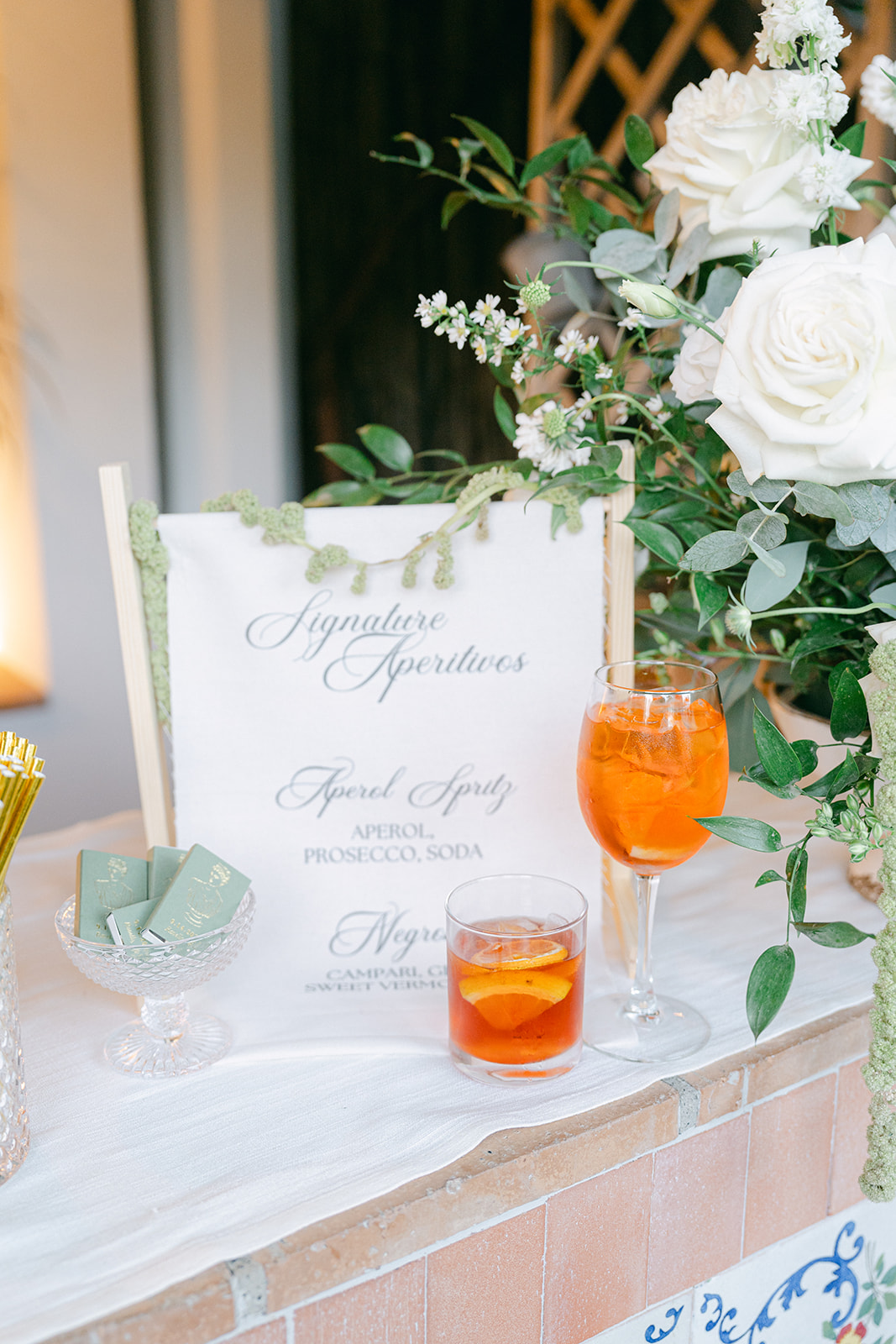 wedding bar sign of the signature drinks