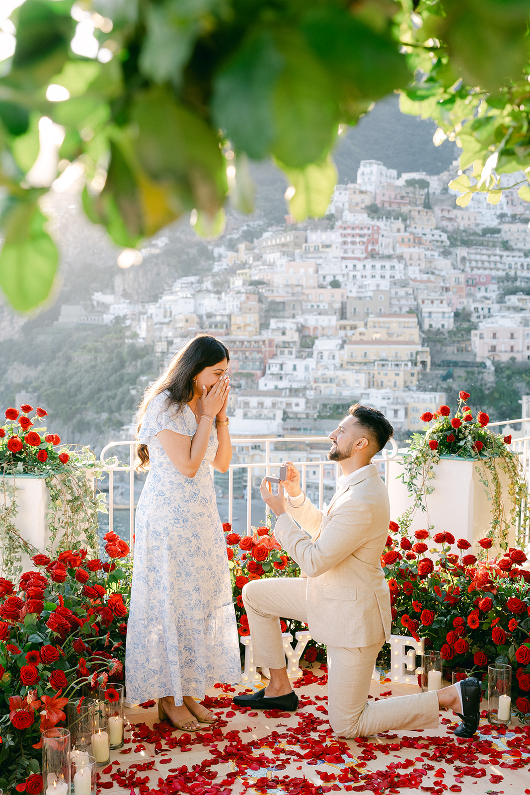 romantic surprise proposal in Positano