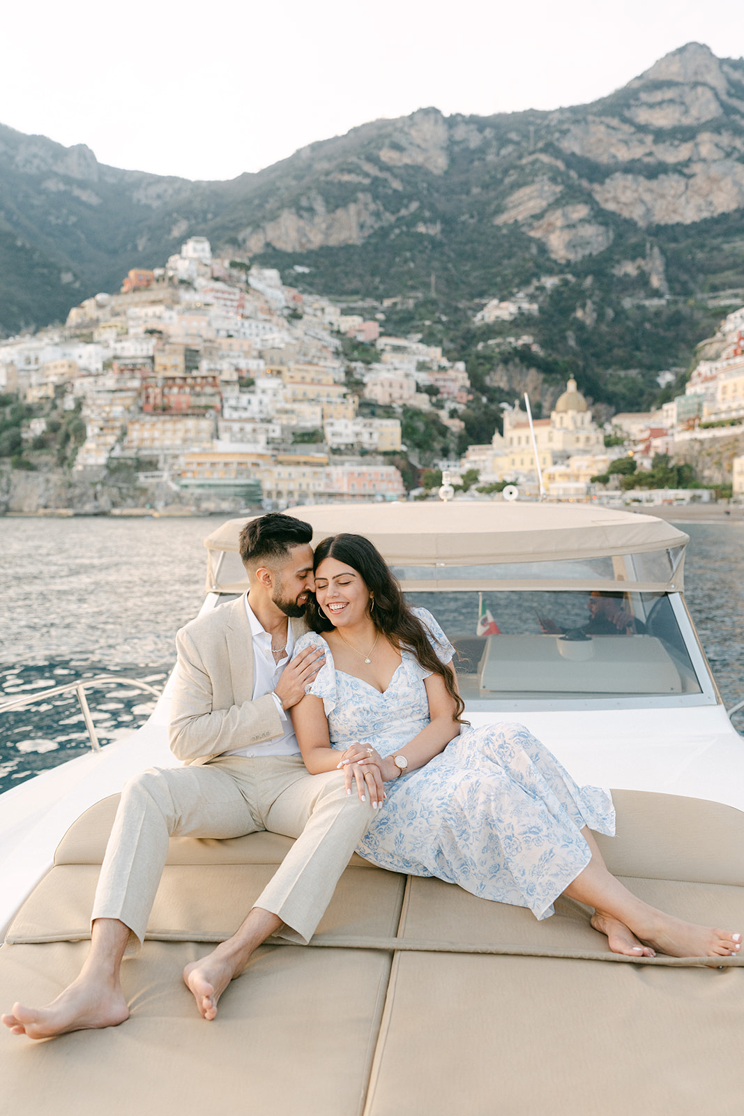 engagement photoshoot on a cruise in Amalfi Coast
