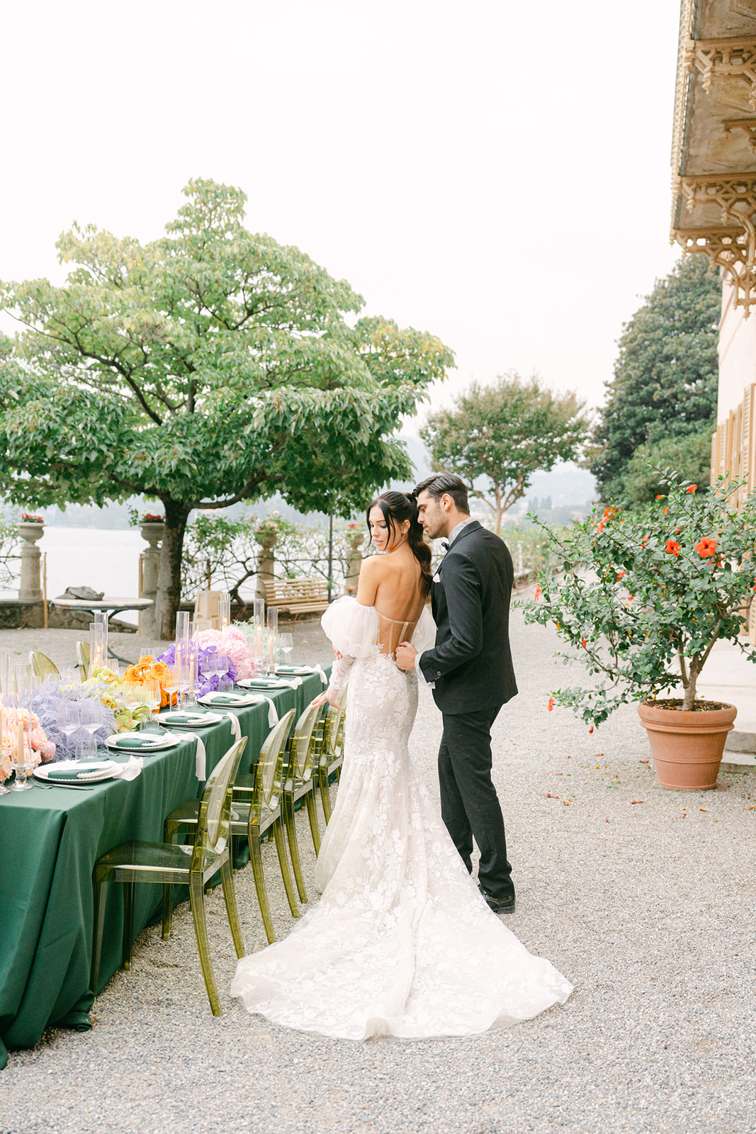 outdoor wedding reception with unique wedding flowers