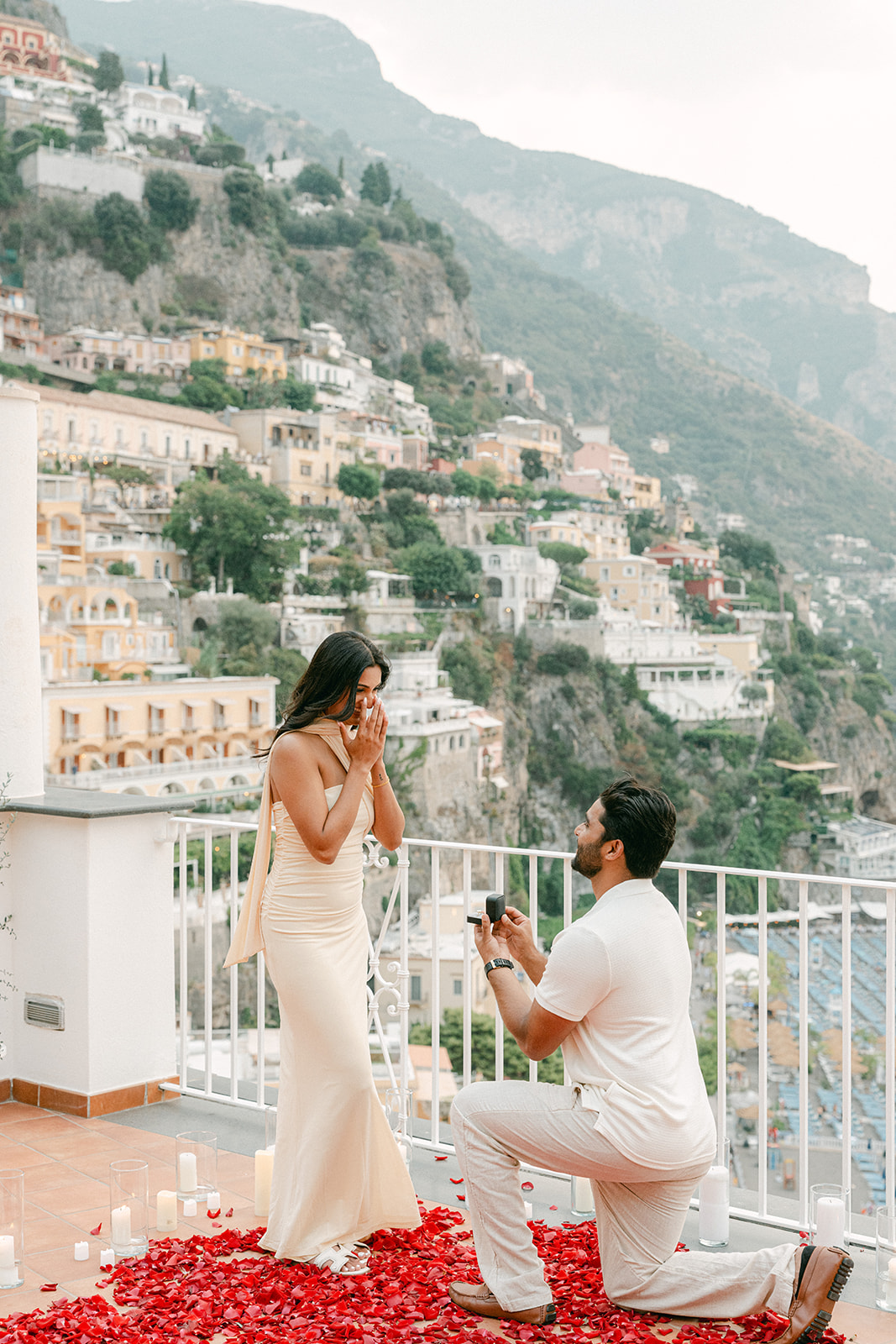 Amalfi Coast engagement photos after a surprise proposal