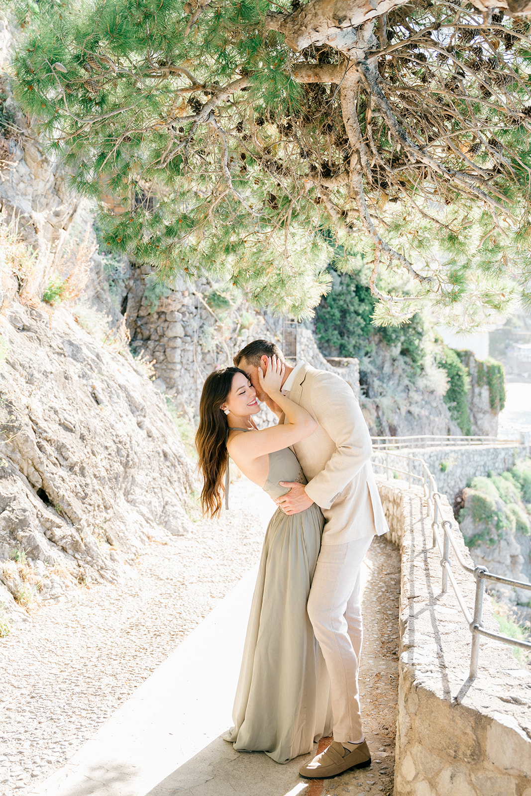 Andrea Gallucci - Destination Wedding Photographer- Amalfi Coast Positano Santorini Barcellona Rome Ravello Paris New York Engagement photoshoot on a scenic Amalfi Coast terrace overlooking the sea