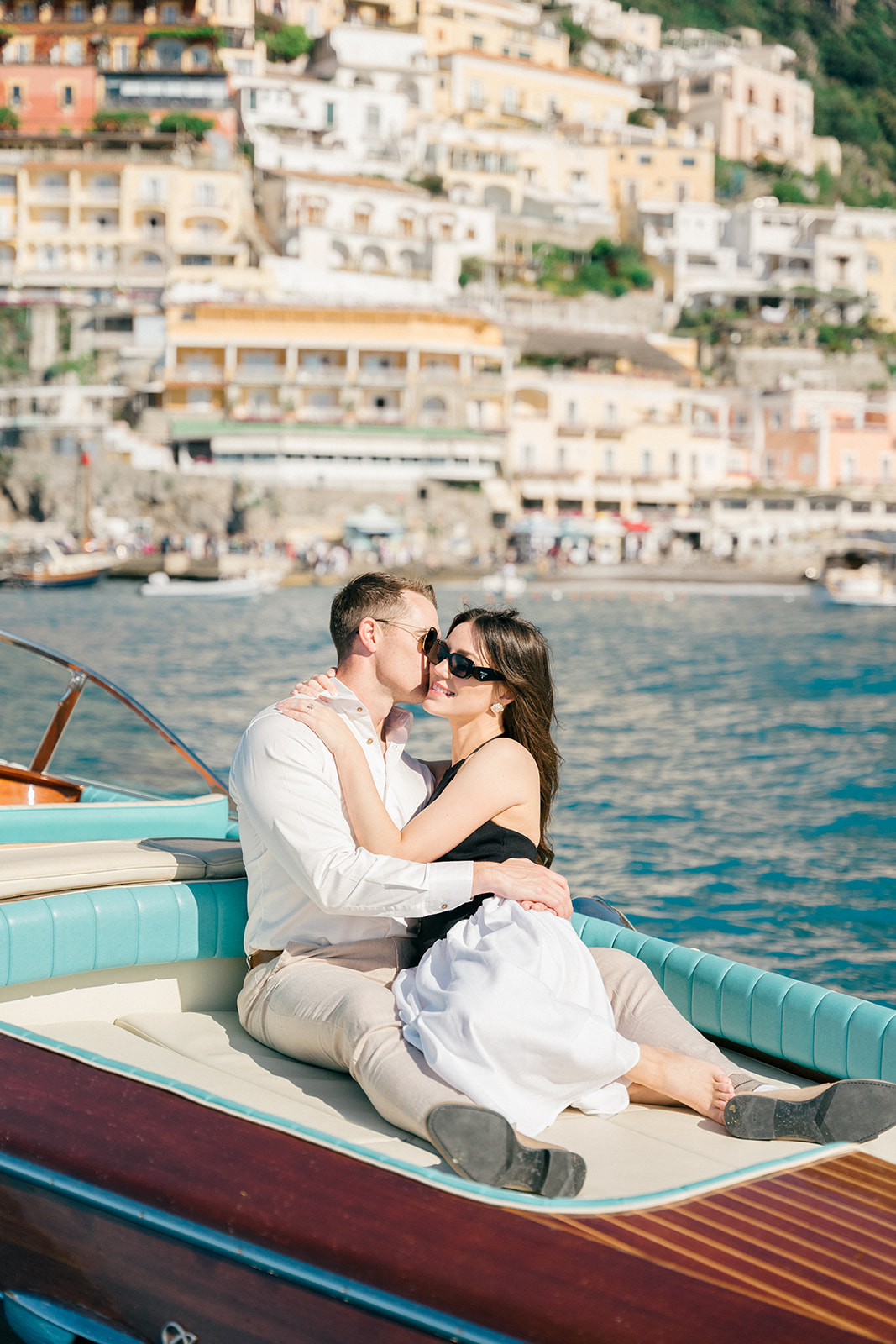 Andrea Gallucci - Destination Wedding Photographer- Amalfi Coast Positano Santorini Barcellona Rome Ravello Paris New York Amalfi Coast vacation engagement photos on a classic Italian boat ride