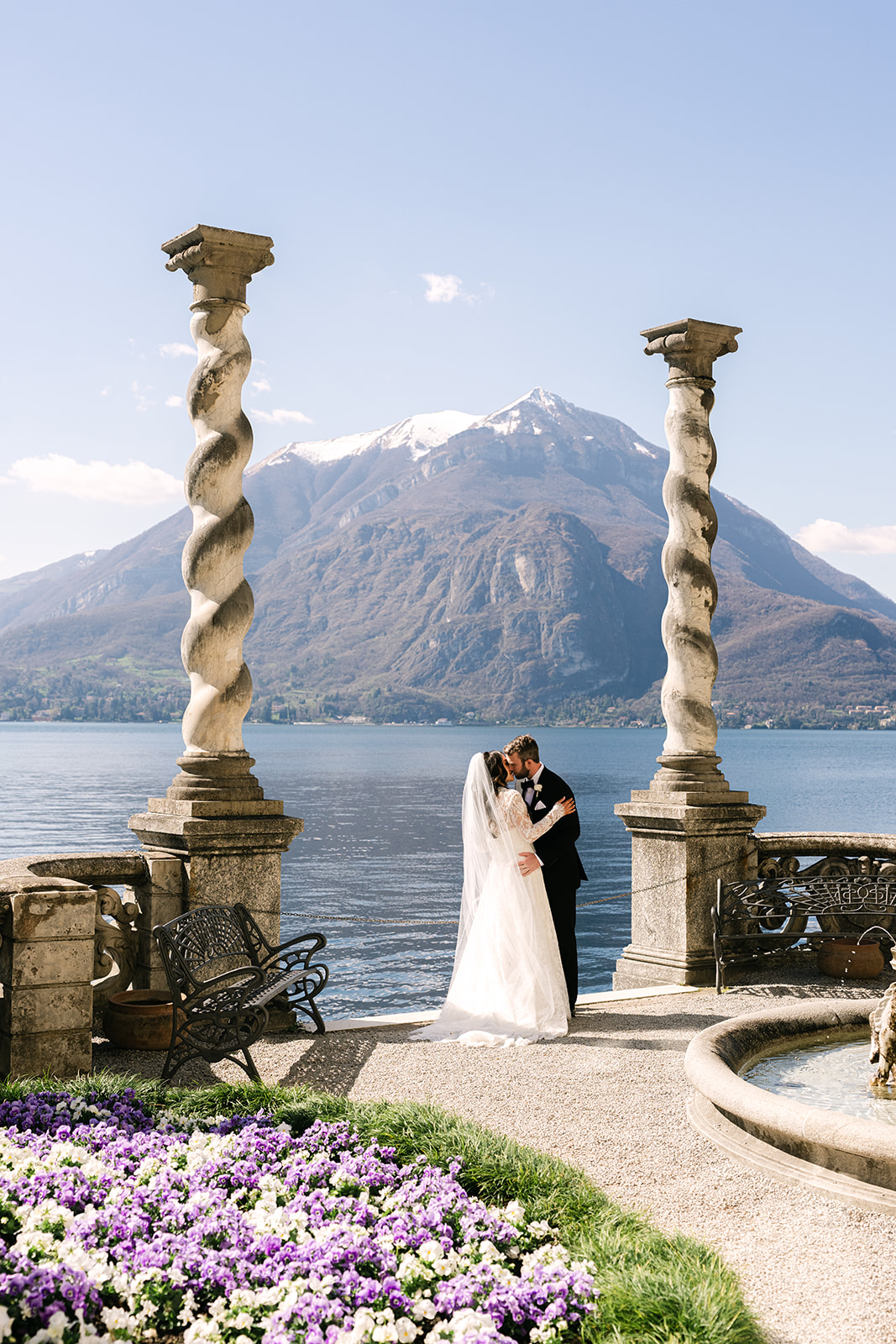Couple enjoying quiet moment during Lake Como elopement