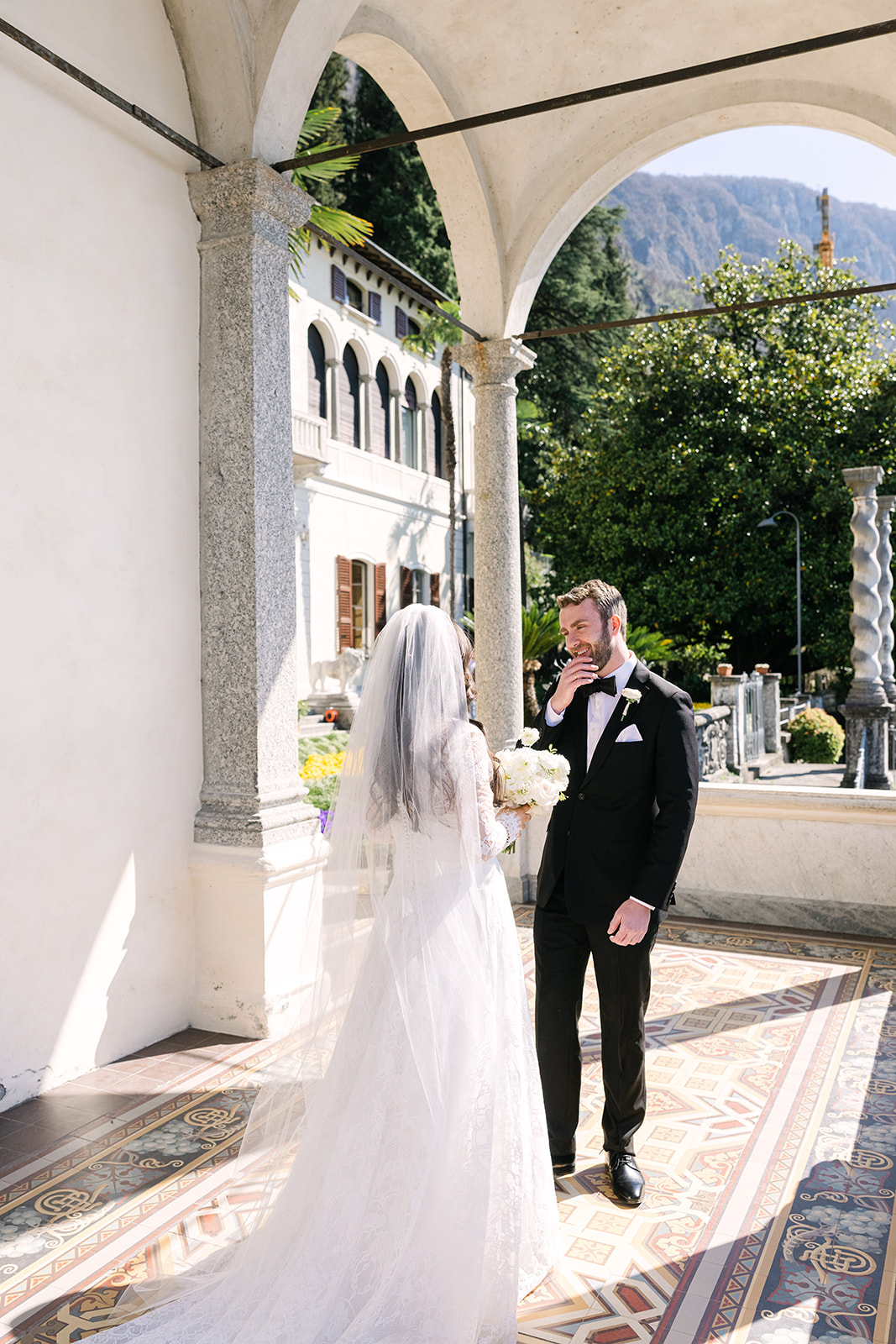 Intimate Lake Como elopement ceremony with scenic Italian views